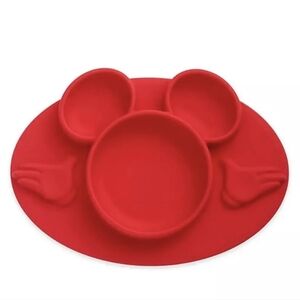 Disney The First Years Mickey Mouse  Silicone Sectioned Plate & Placemat Red
